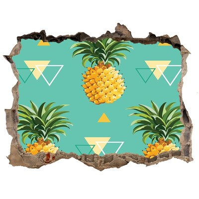 Hole in the wall sticker Pineapples on a turquoise background