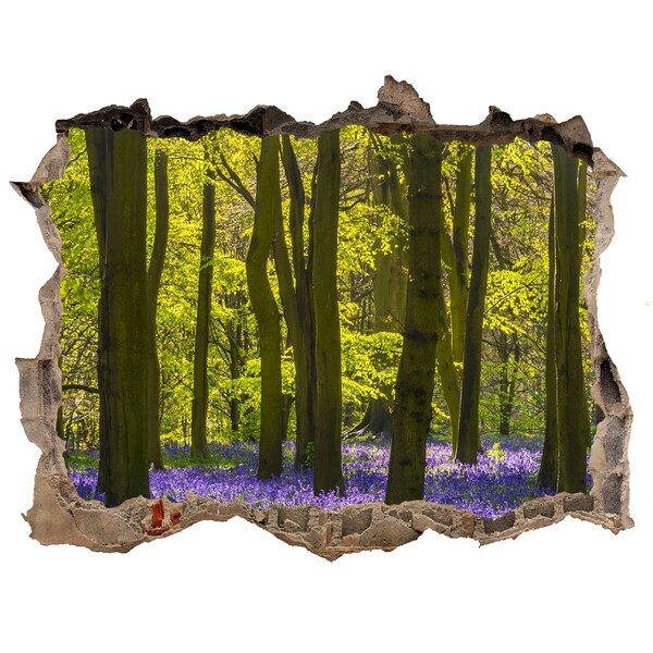 3D wall hole wallpaper Forest glade in spring