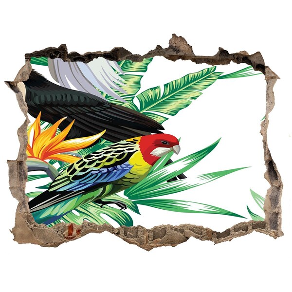 Hole in the wall sticker Exotic jungle with birds