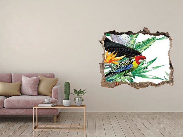 Hole in the wall sticker Exotic jungle with birds