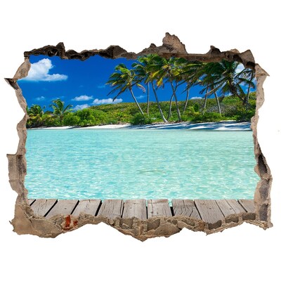 3D wall hole Tropical beach