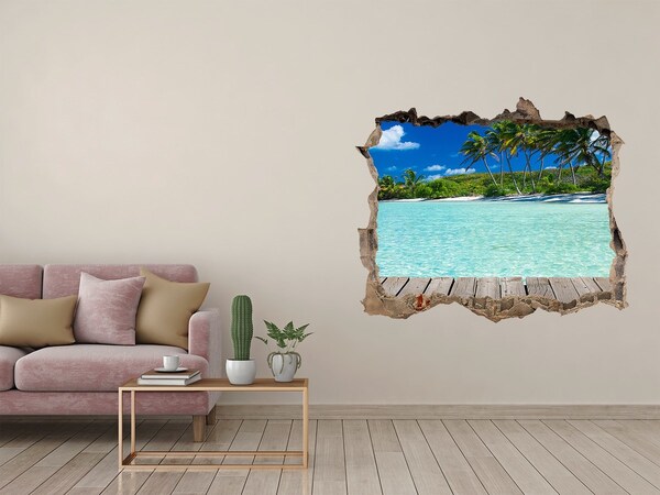 3D wall hole Tropical beach