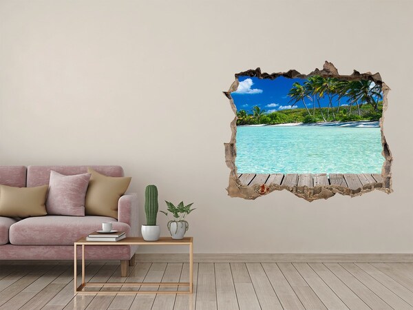 3D wall hole Tropical seaside oasis