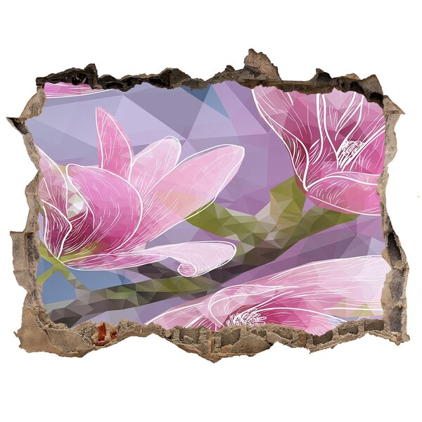 Hole wall sticker Magnolia flowers in a hole in the wall