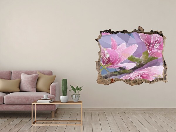 Hole wall sticker Magnolia flowers in a hole in the wall