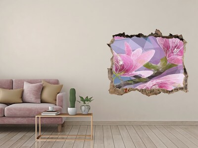Hole wall sticker Magnolia flowers in a hole in the wall