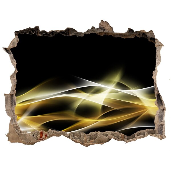 3D wall hole wallpaper The golden crack in the wall