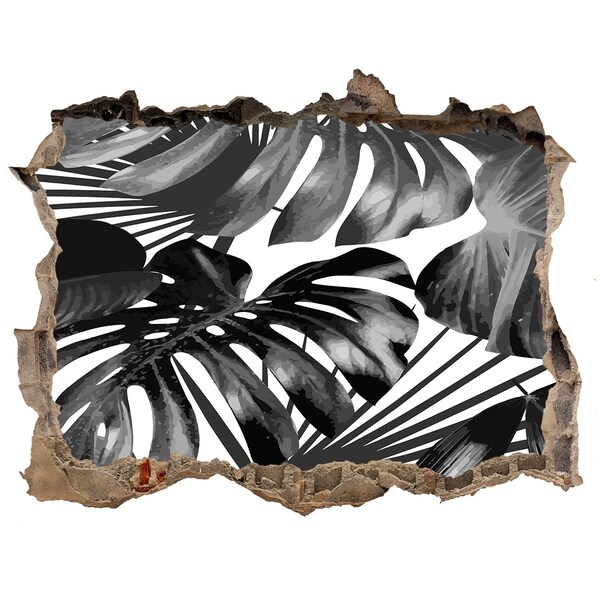 Hole wall sticker Tropical jungle in monochrome