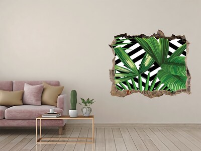 3D wall hole wallpaper Tropical paradise behind the wall