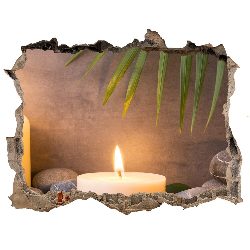 3D wall hole wallpaper Burning candles