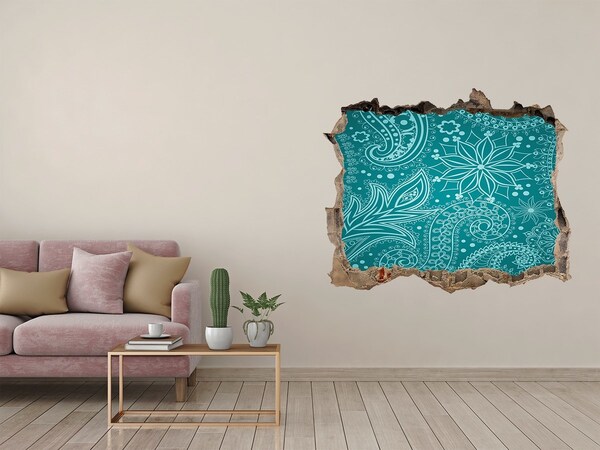 Hole wall sticker Turquoise pattern on a stone background