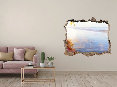 Hole in the wall sticker Tropical beach with shells