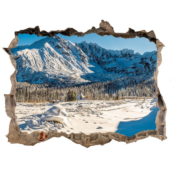 Hole in the wall decal Winter mountain landscape