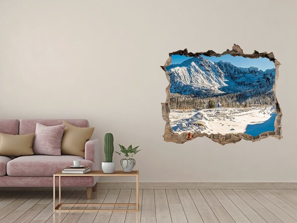 Hole in the wall decal Winter mountain landscape