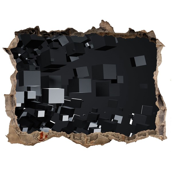 Hole in the wall decal Black cubes in 3D space