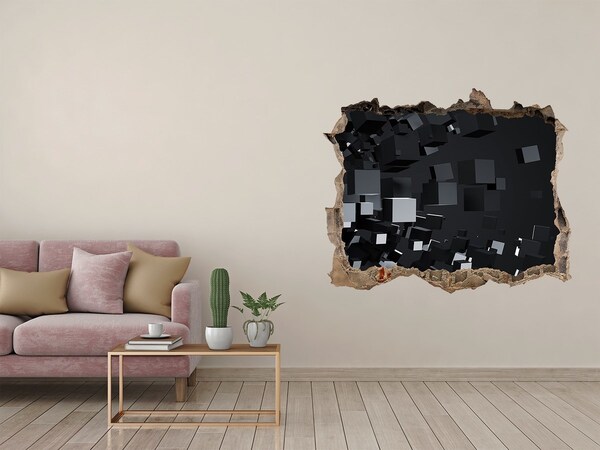 Hole in the wall decal Black cubes in 3D space
