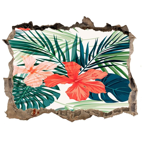 Hole in the wall sticker Tropical flowers