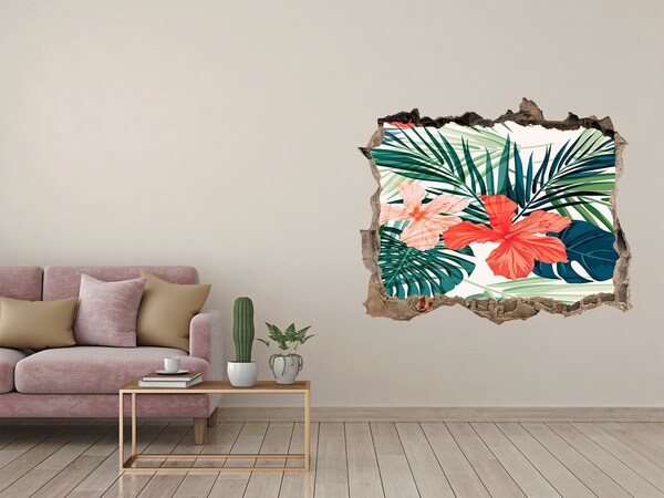 Hole in the wall sticker Tropical flowers