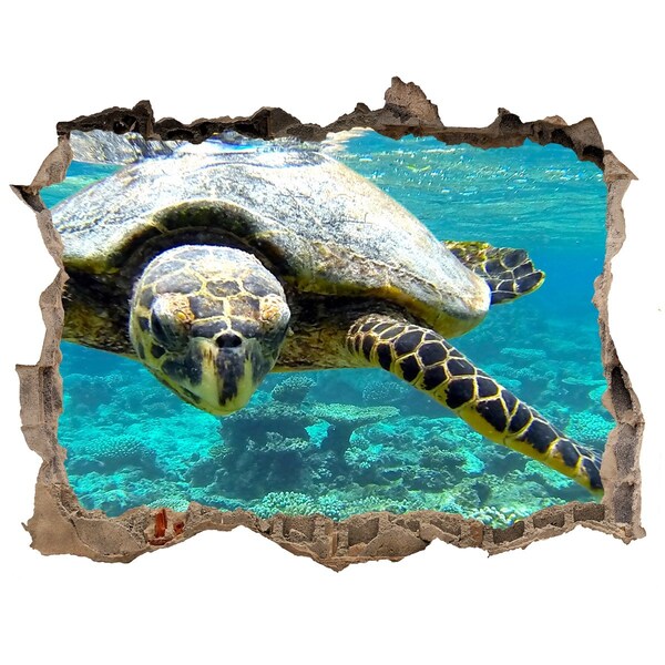 Hole in the wall sticker Sea Turtle in an Underwater Paradise
