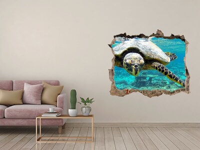 Hole in the wall sticker Sea Turtle in an Underwater Paradise