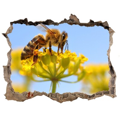 Hole in the wall sticker Bee on a flower