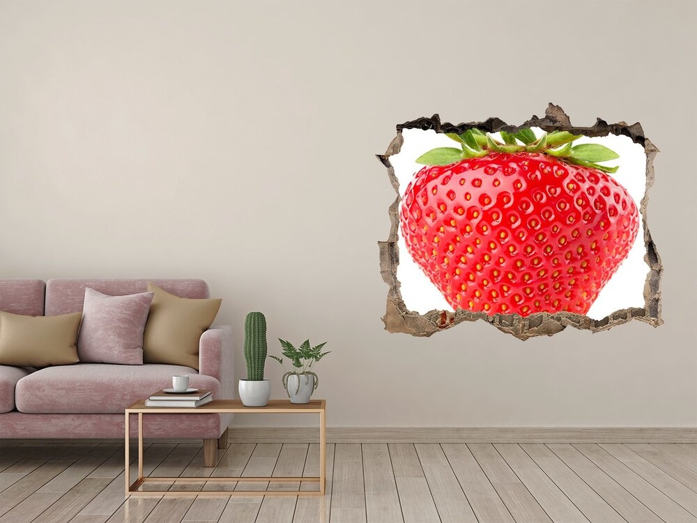 3D wall hole wallpaper Strawberry