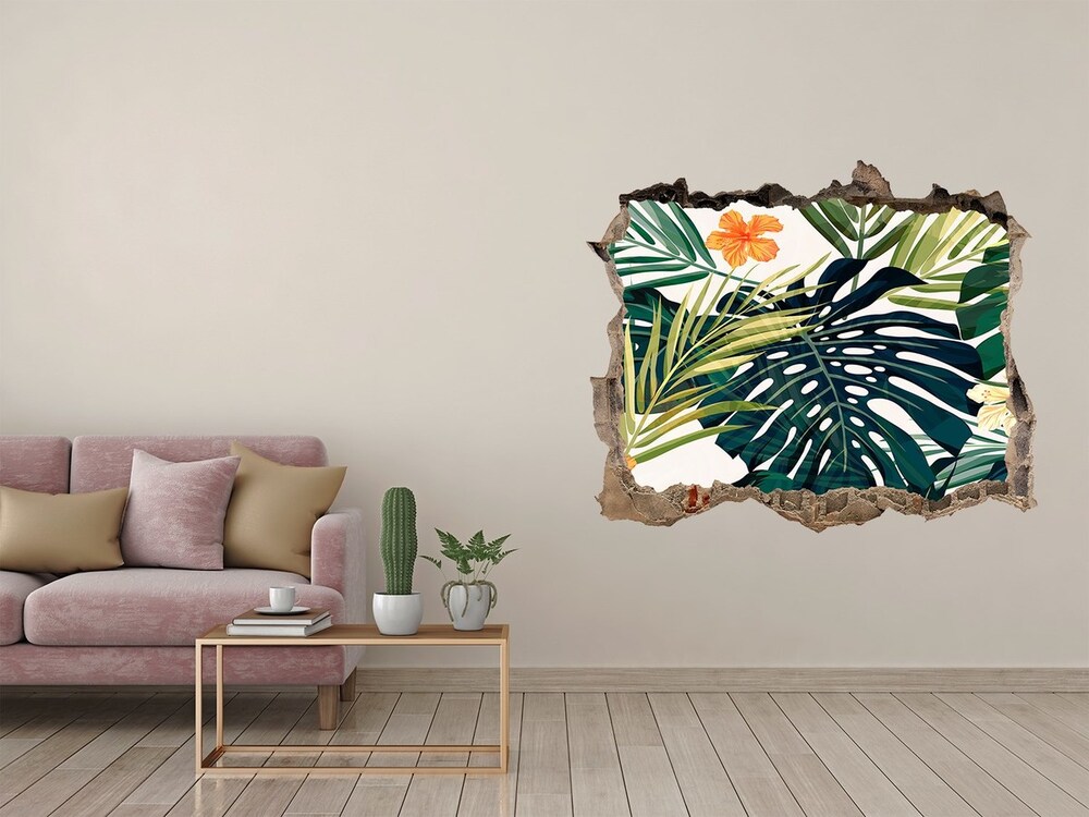 Hole in the wall decal Tropical leaves