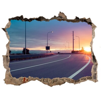 Hole wall sticker Sunset over the road
