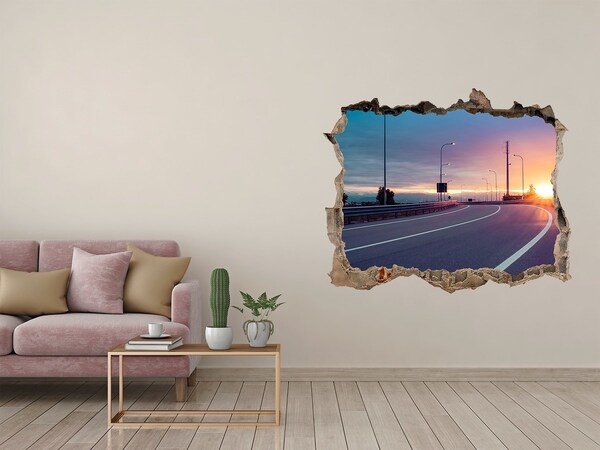 Hole wall sticker Sunset over the road