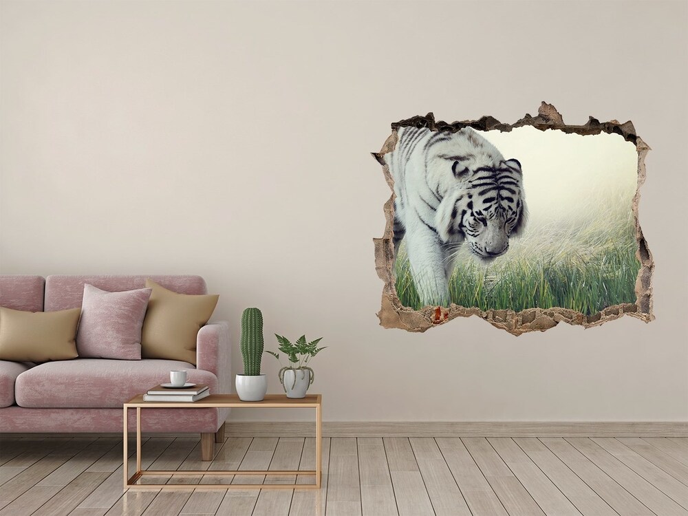 Hole in the wall sticker White Tiger