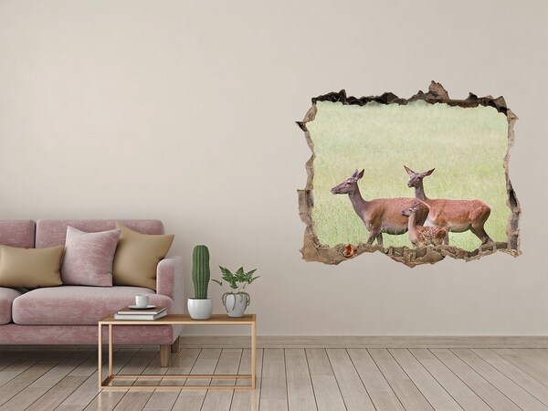 Hole in the wall sticker Deer with young