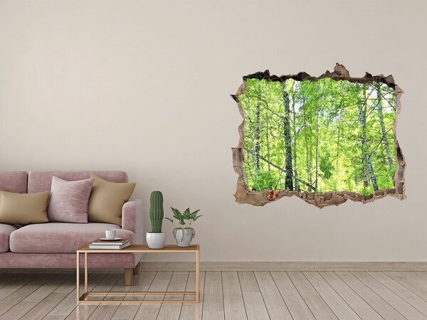 3D wall hole Birch forest