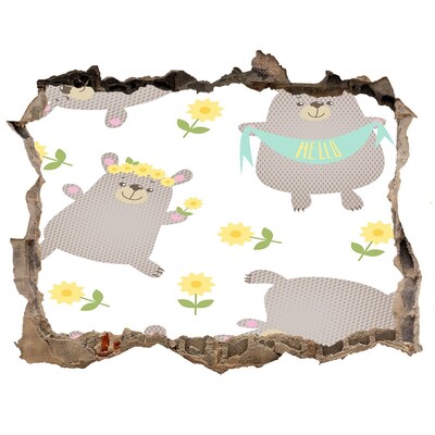 3D wall hole Misie Illustration