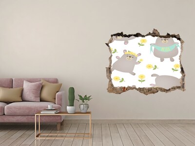 3D wall hole Misie Illustration