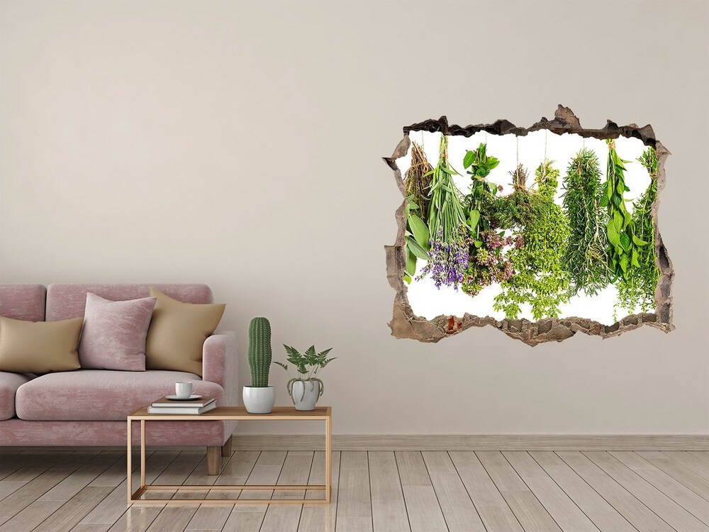 Hole wall sticker Herbs on a string