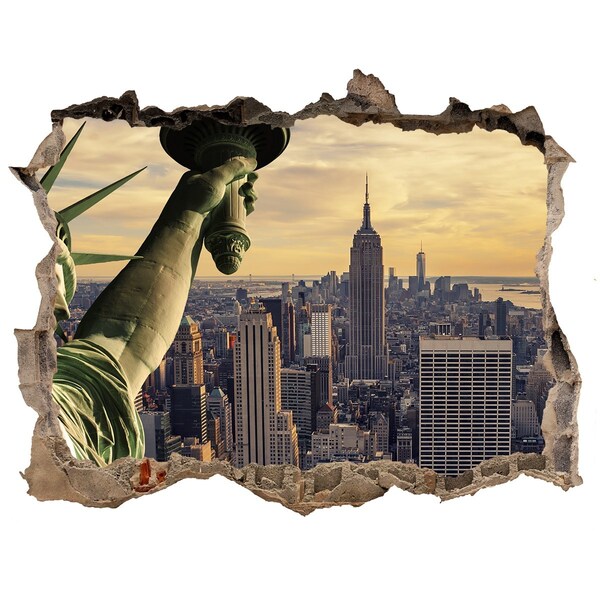 Hole wall sticker statue of Liberty