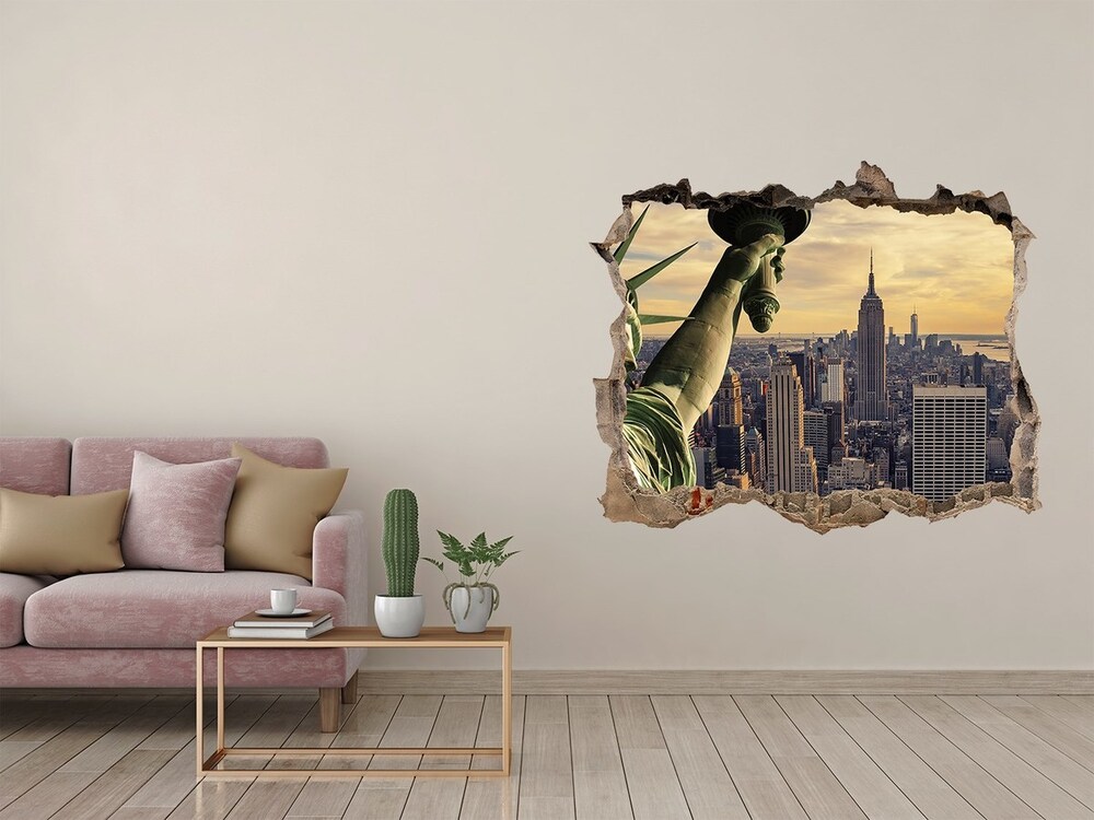 Hole wall sticker statue of Liberty