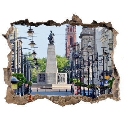 Hole wall sticker Street with a monument