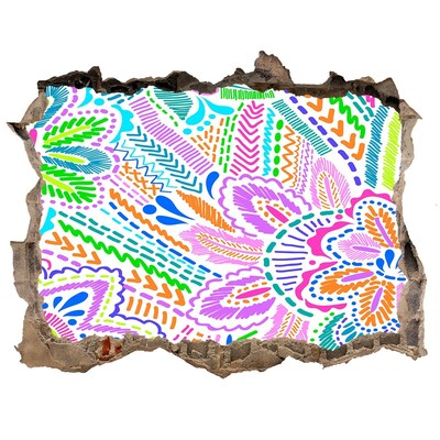 Hole wall sticker Floral pattern in rainbow colors