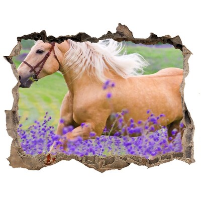 Hole wall sticker A horse in a lavender field