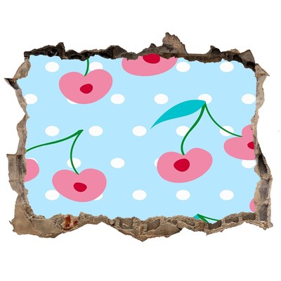 Hole in the wall sticker Fruit pattern on a blue background