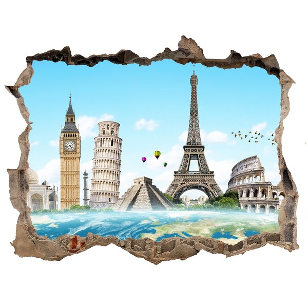 Hole in the wall sticker World monuments