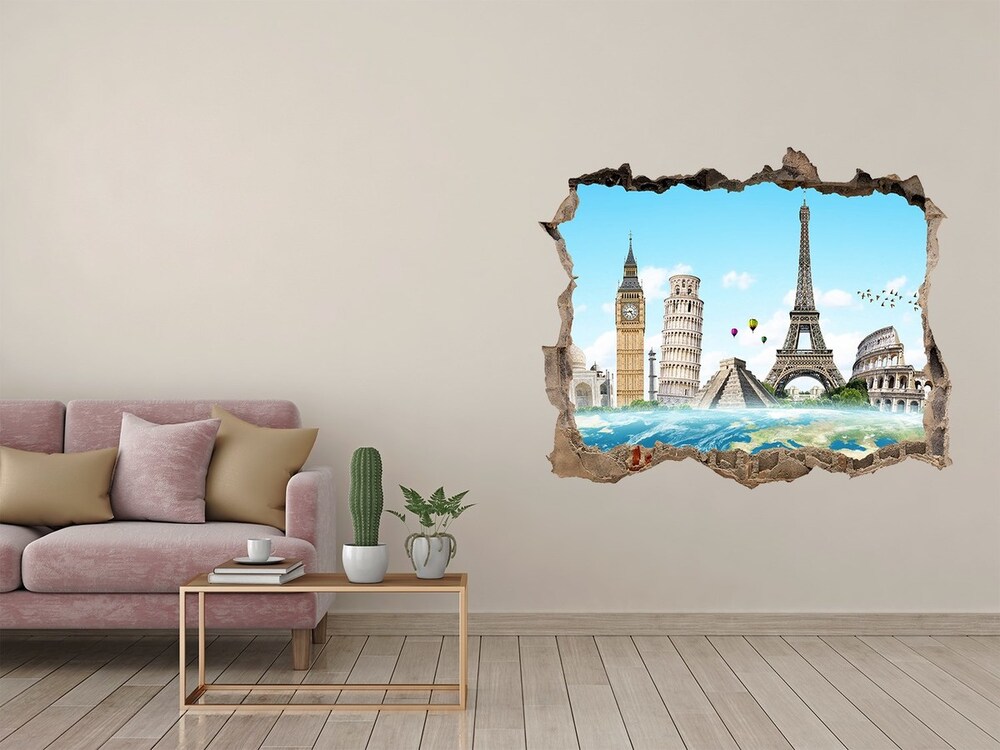 Hole in the wall sticker World monuments