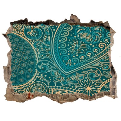 Hole wall sticker Green boho pattern