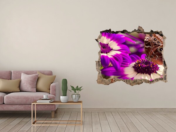 Hole wall sticker Flower butterfly