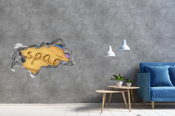 Hole in the wall sticker Spain inscription