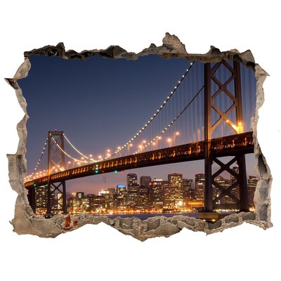 Hole in the wall decal San Francisco Bridge at Night