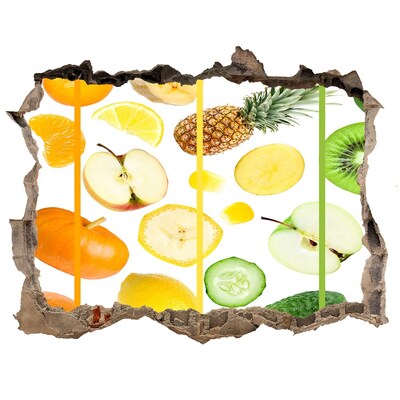 Hole in the wall decal Fresh fruit in concrete