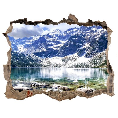 Hole in the wall sticker Mountain landscape with a lake