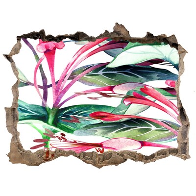 Hole in the wall decal Flower garden behind the wall